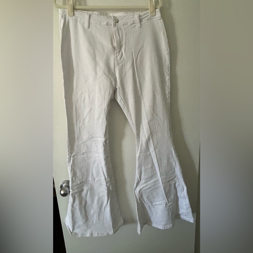 White Flared Pants Mid-rise Bell Bottom
